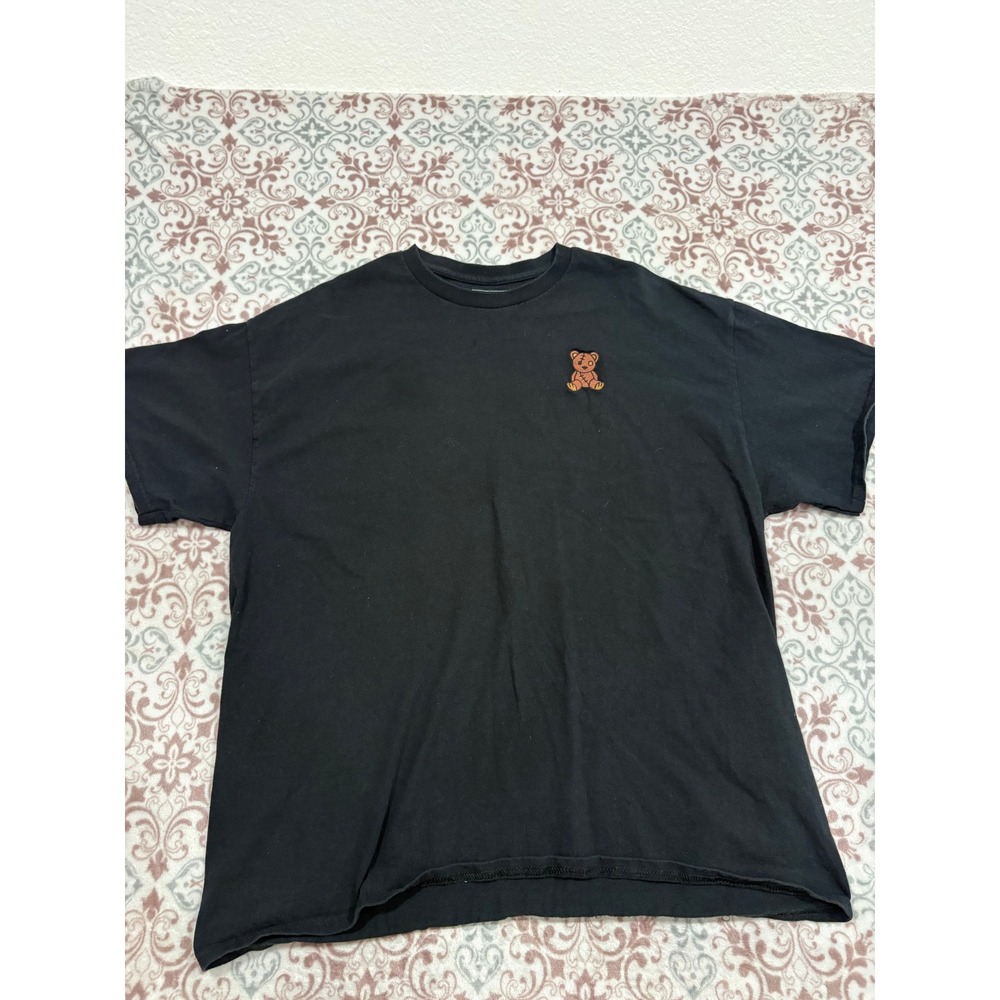 Riot Society Mens XL Black Embroidered Teddy Bear Cotton Short Sleeve T-Shirt